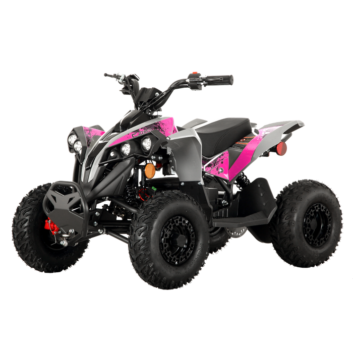 Pioneer E-802 Electric Quad 4 wheeler ATV  | 48V Battery | 1200W Motor | Ages 6+ only | Speed Governor and Remote Shut Off - Pink